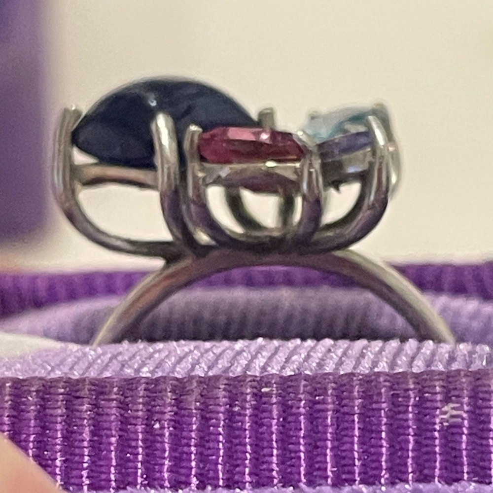 Imported 925 Genuine Natural Multi Mix Gemstone Ring Sz7 NWT - Picture 3 of 4